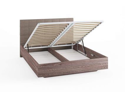 Кровать Сонум Luiza Ясень Анкор + Рогожка Песочная (с подъемным механизмом) 200х190