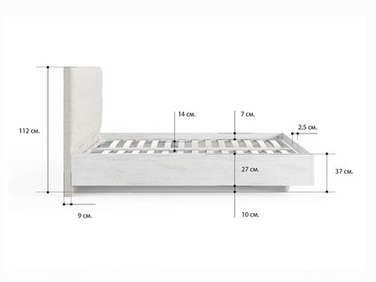 Кровать Сонум Vena Ясень Ориноко + Кашемир Латте (с подъемным механизмом) 160х190